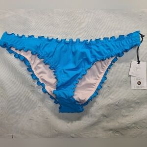 Women's High Leg Extra Cheeky Ruffle Bikini Bottom Shade & Shore Pacifc Blue S